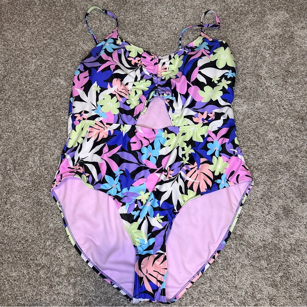 Floral One-Piece Swimsuit, XL